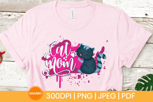 Cat Mom Sublimation Design: Graphics & Print Templates