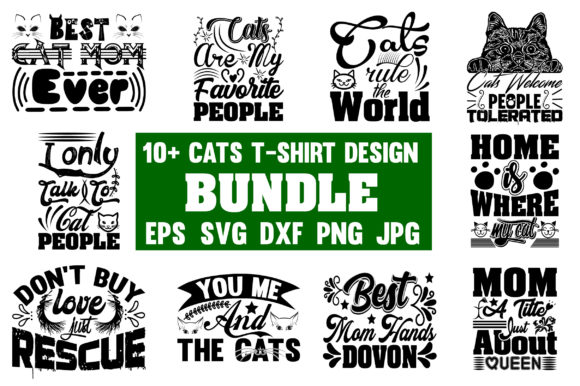 Cat Mom T-shirt Design Bundle: Graphics & Print Templates