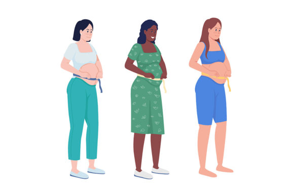 Expecting Mom Semi Flat Color Characters Graphics