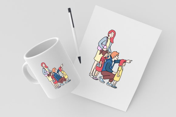 Family Clipart Mom Dad and Kids Graphic