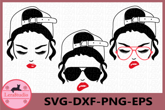 Messy Bun, Girl in a Cap, Mom Life Graphics