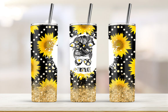 Mom Life Bun Seamless Sunflower Skinny Graphics